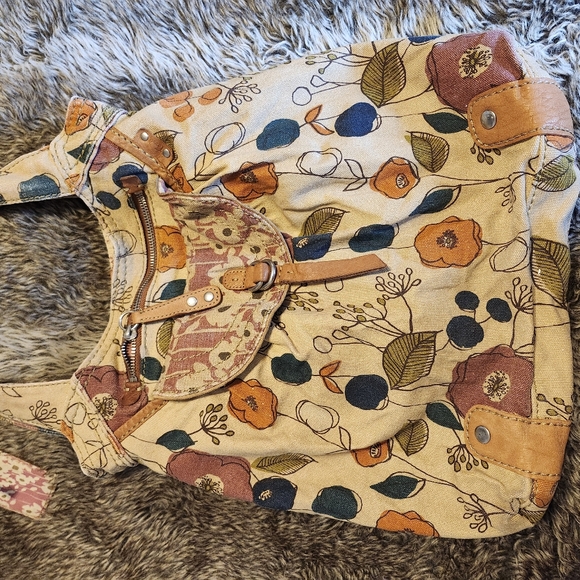 Vintage Fossil leather and canvas hobo bag - Picture 5 of 7